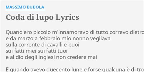 L'usignolo lyrics [Massimo Bubola]