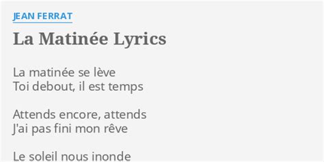 La matinée lyrics [Jean Ferrat]