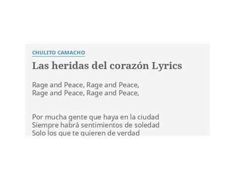 Las Heridas Del Corazón lyrics [Chulito Camacho]