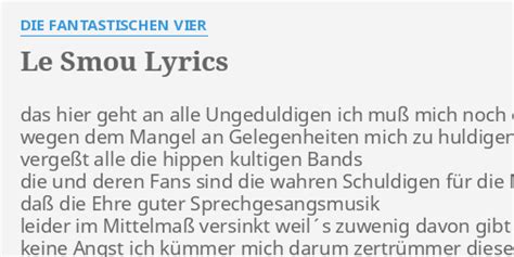 Le Smou lyrics [Die Fantastischen Vier]