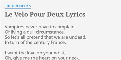 Le Velo Pour Deux lyrics [The Brobecks]