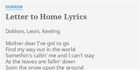 Letter to Home lyrics [Dokken]