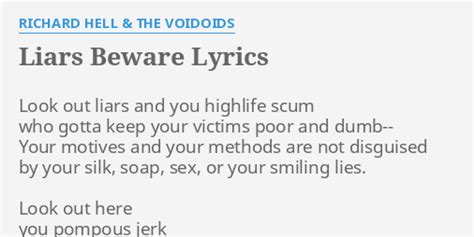 Liars Beware lyrics [Richard Hell]