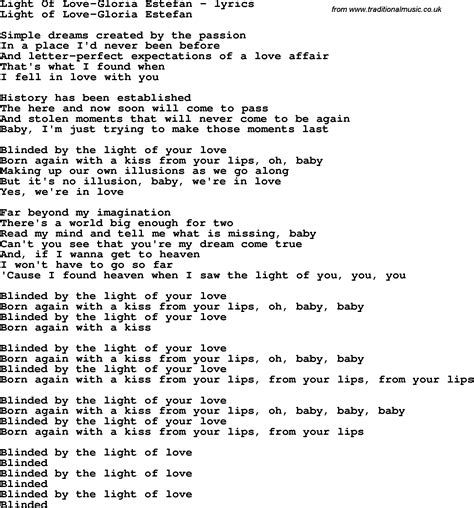 Light of Love lyrics [Gloria Estefan]