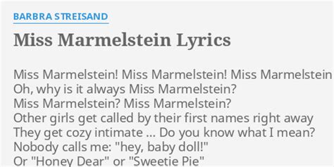 Miss Marmelstein lyrics [Barbra Streisand]