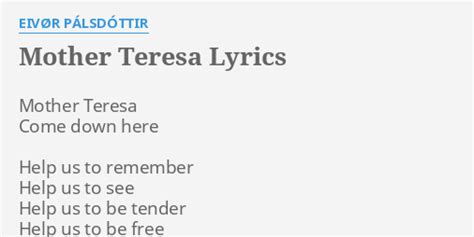 Mother Teresa lyrics [Dead Sara]