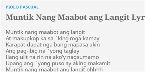 Muntik Nang Maabot Ang Langit lyrics [Piolo Pascual]