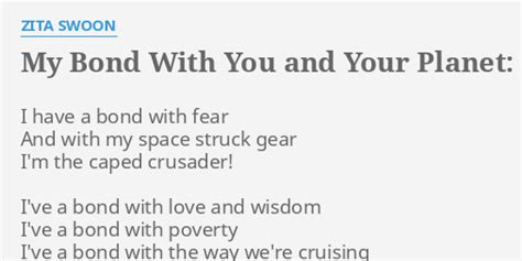 My Bond With You And Your Planet: Disco! lyrics [Zita Swoon]