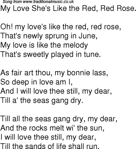 My love is like a red, red rose lyrics [Bill Douglas]