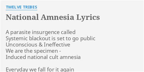 National Amnesia lyrics [Twelve Tribes]