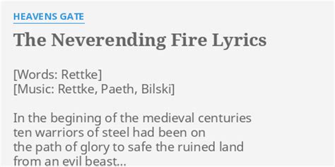 Never-Ending Fire lyrics [Heavens Gate]