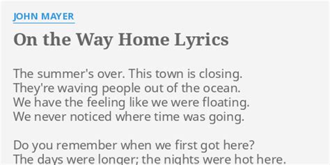 On the way home lyrics [John Mayer ITA]