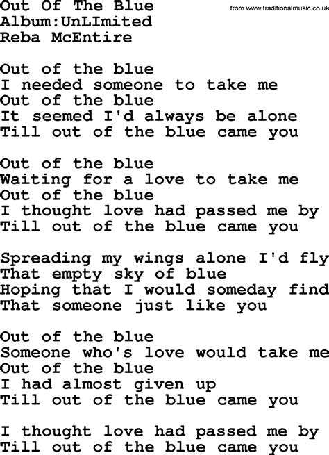 Out Of The Blue lyrics [Molly Nilsson]