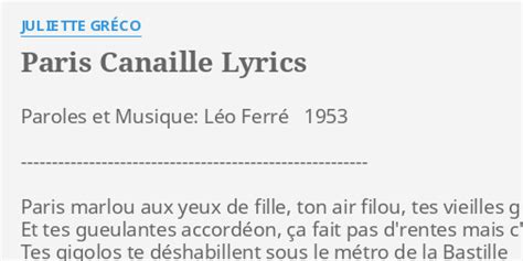 Paris-canaille lyrics [Juliette Gréco]