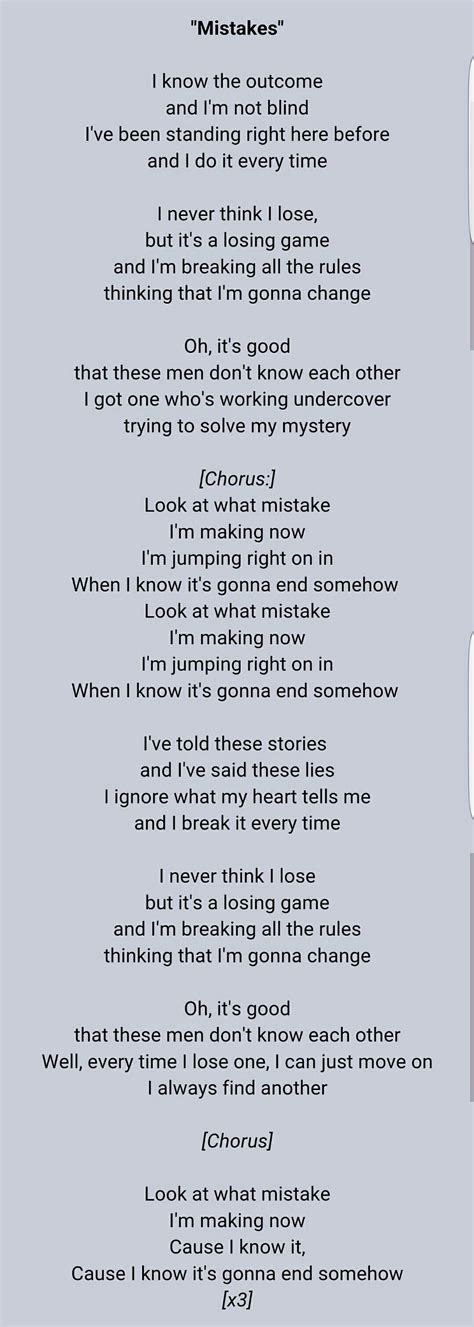 Past Mistakes In Life lyrics [Hanging Garden (USA)]