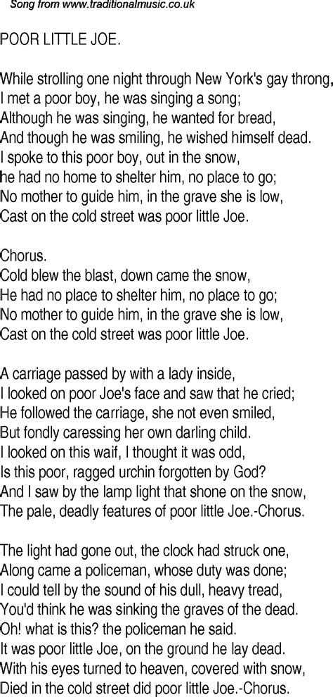 Poor Joe lyrics [2009 Studio Cast of 