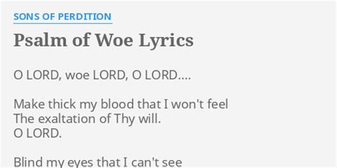 Psalm of Woe lyrics [Sons of Perdition]