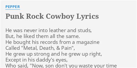 Punk Rock Cowboy lyrics [Pepper]
