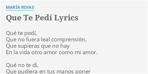 Que Te Pedí lyrics [Anaís (DO)]