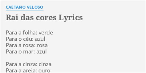 Rai das Cores lyrics [Caetano Veloso]