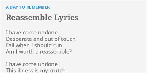 Reassemble Me lyrics [And And And]