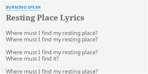 Resting Place lyrics [Burning Spear]