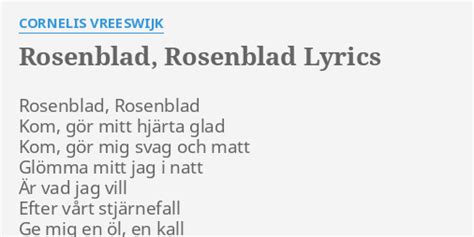 Rosenblad, Rosenblad lyrics [Cornelis Vreeswijk]