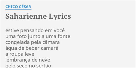 Saharienne lyrics [Chico César]