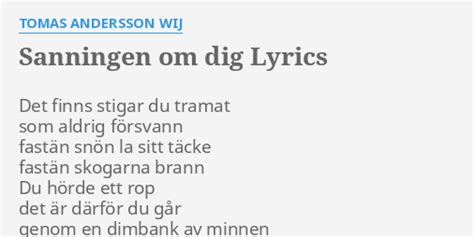 Sanningen om dig lyrics [Tomas Andersson Wij]