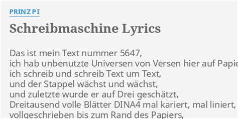 Schreibmaschine lyrics [Prinz Pi]