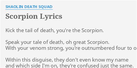 Scorpion lyrics [Shaolin Death Squad]