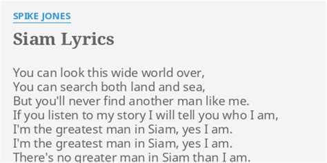 Siam lyrics [Spike Jones]