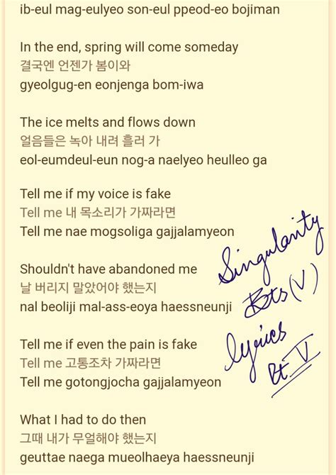 Singularity lyrics [BTS]