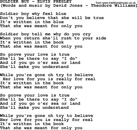 Soldier Boy lyrics [Elvis Presley]