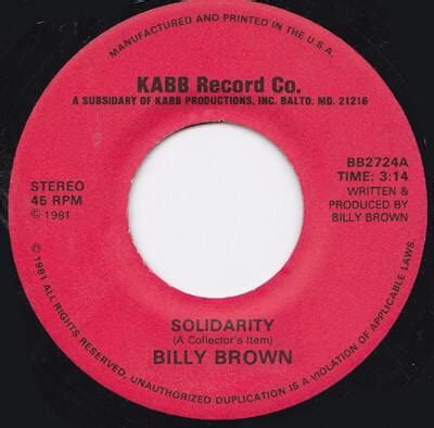 Solidarity lyrics [Billy Brown (R&B)]