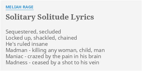 Solitary Solitude lyrics [Meliah Rage]