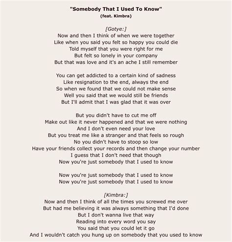 Somebody That I Used To Know lyrics [32Stitches & Salvo]