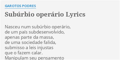 Subúrbio Operário lyrics [Garotos Podres]