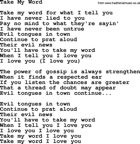 Take My Word lyrics [Krafty]