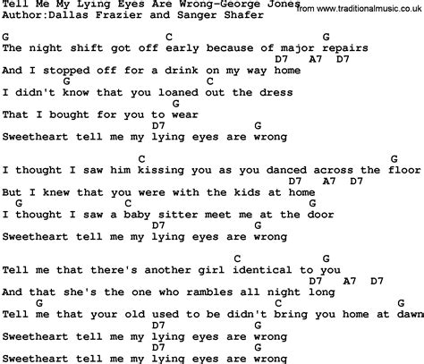 Tell Me My Lying Eyes Are Wrong lyrics [George Jones]