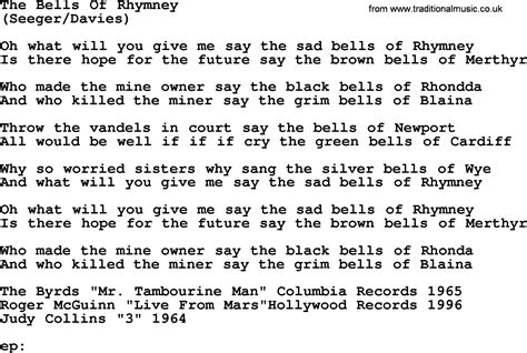 The Bells of Rhymney lyrics [Judy Collins]
