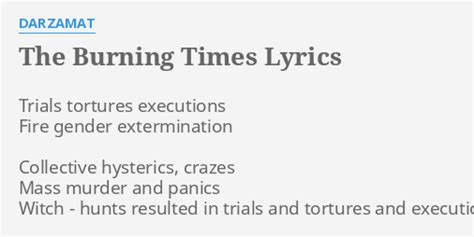 The Burning Times lyrics [Darzamat]