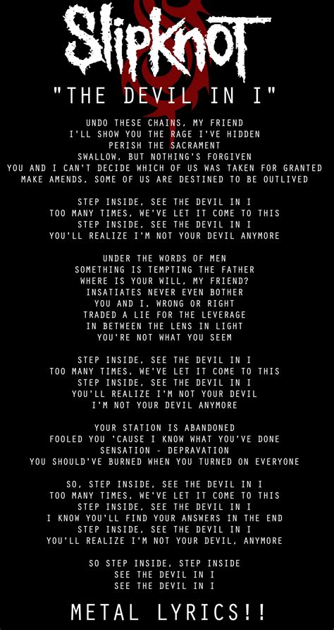 The Devil in I lyrics [Slipknot]
