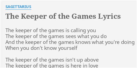 The Keeper of the Games lyrics [Sagittarius]