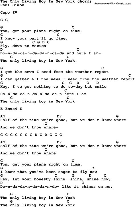 The Only Living Boy In New York lyrics [Rose Melberg]