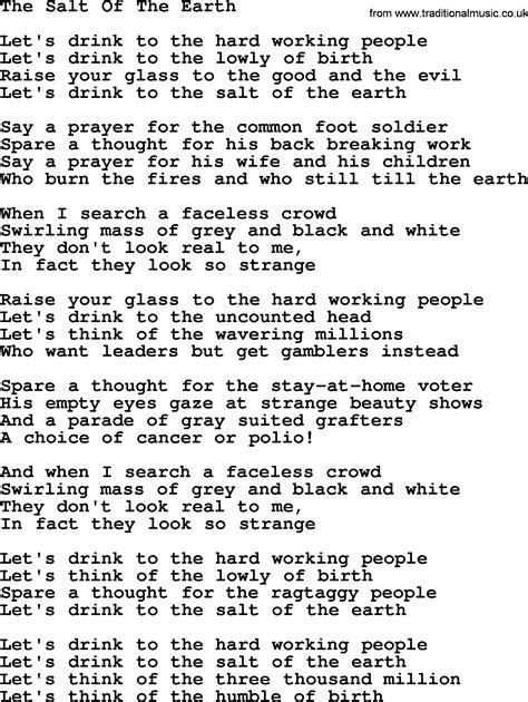 The Salt of the Earth lyrics [Joan Baez]