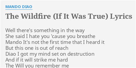 The Wildfire lyrics [Mando Diao]