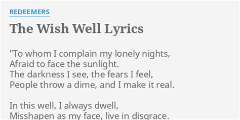 The Wish Well lyrics [Redeemers]