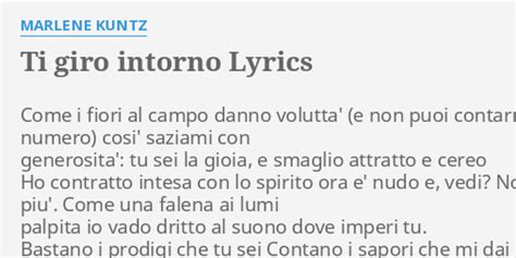 Ti Giro Intorno lyrics [Marlene Kuntz]
