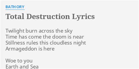 Total Destruction lyrics [Bathory]